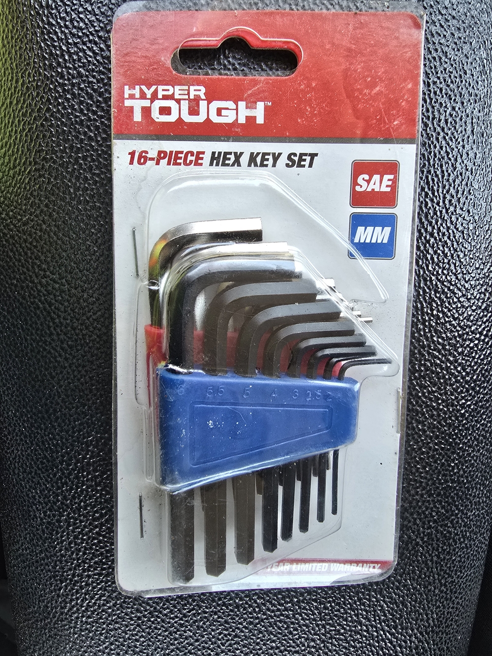 Hyper Tough 16-Piece Hex Key Set - Blue Holder, Black Tools